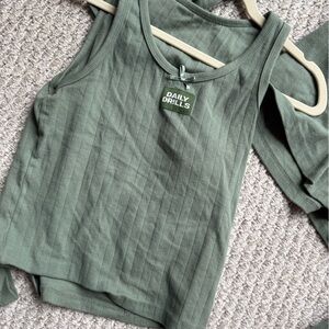 Daily Drills Olive Ribbed Tank